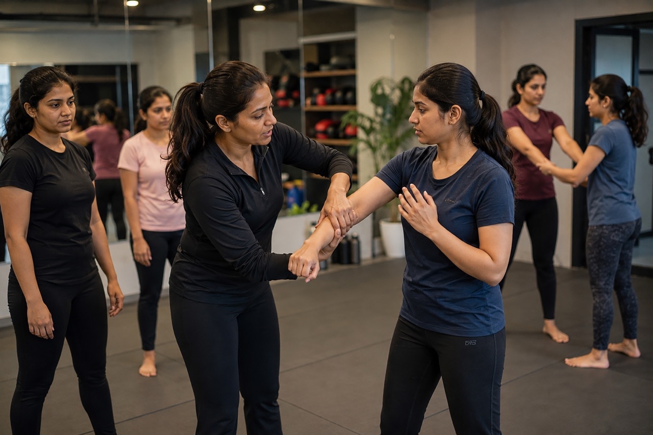 Women's Self Defense Training Session with Professional Instructor | Royalty-Free image | Pixlaris
