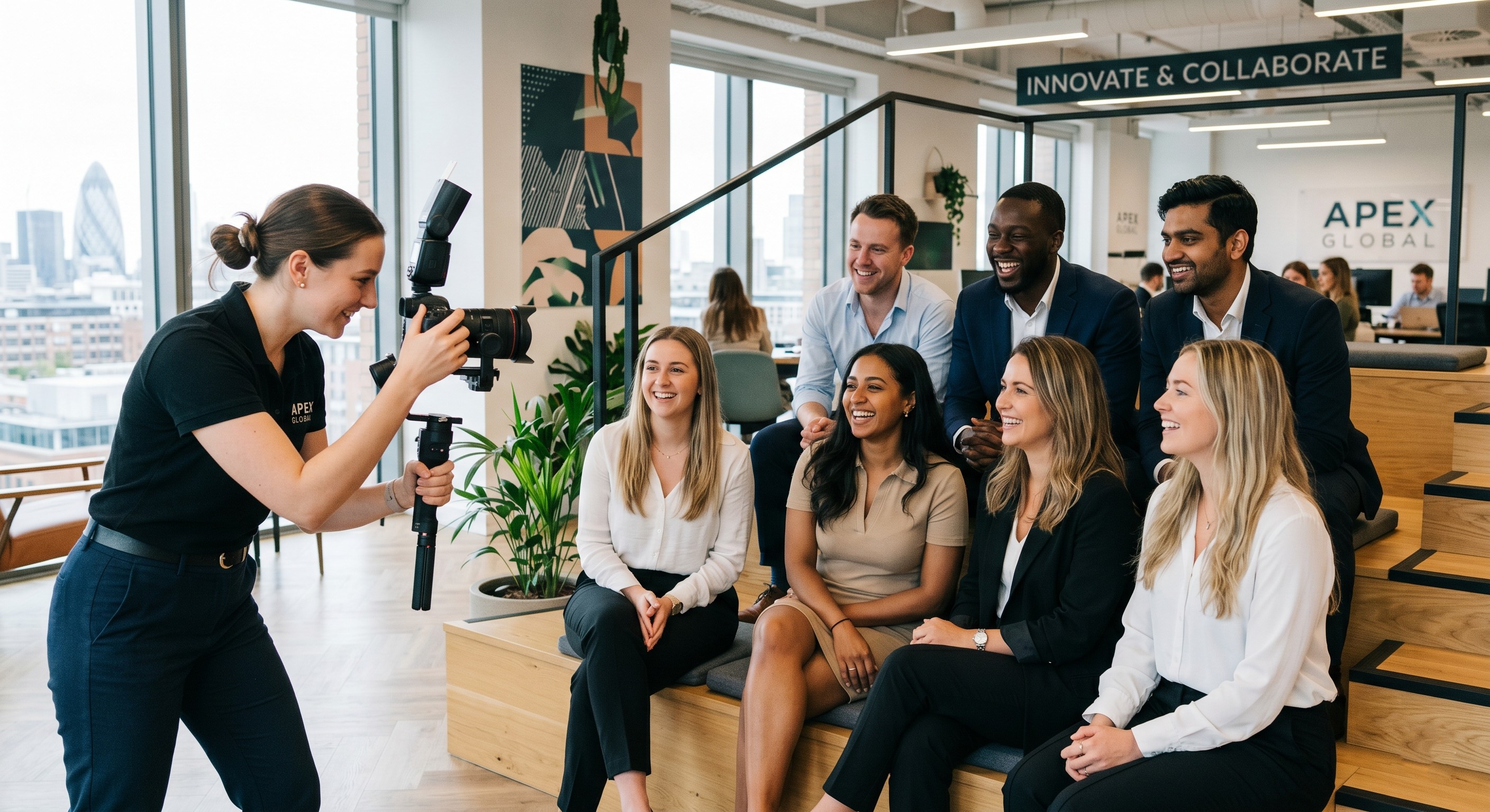 Business team posing for custom brand photography 01