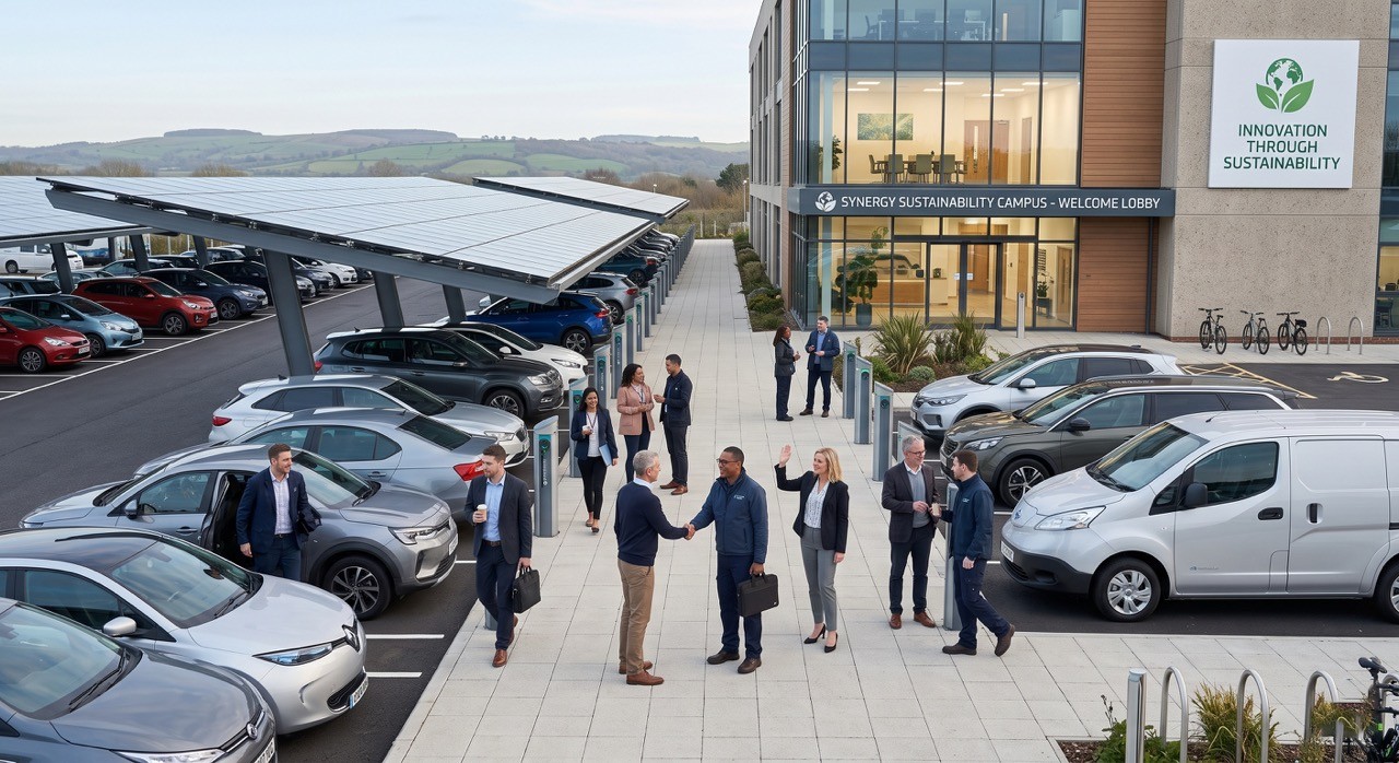 Sustainability Campus with Solar Carport and EV Charging Business Park