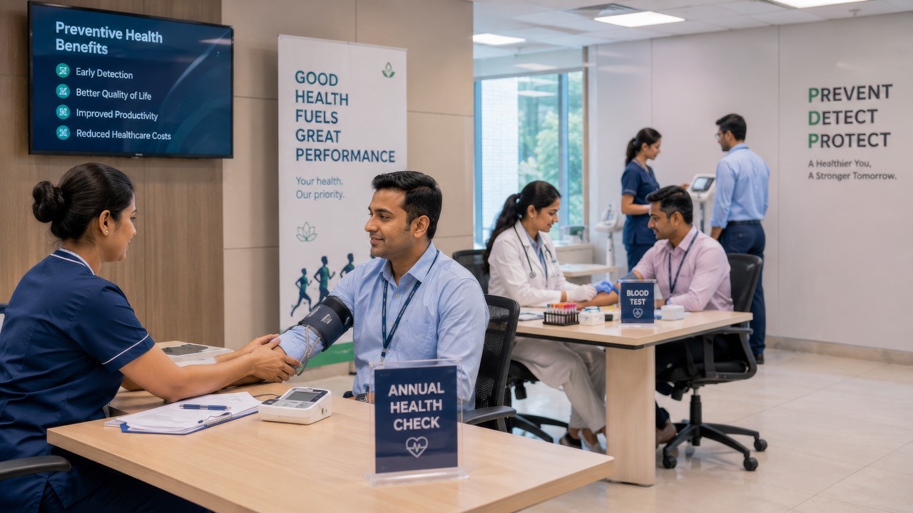 Indian Professional Undergoing Annual Preventive Health Checkup at Modern Wellness Clinic Large