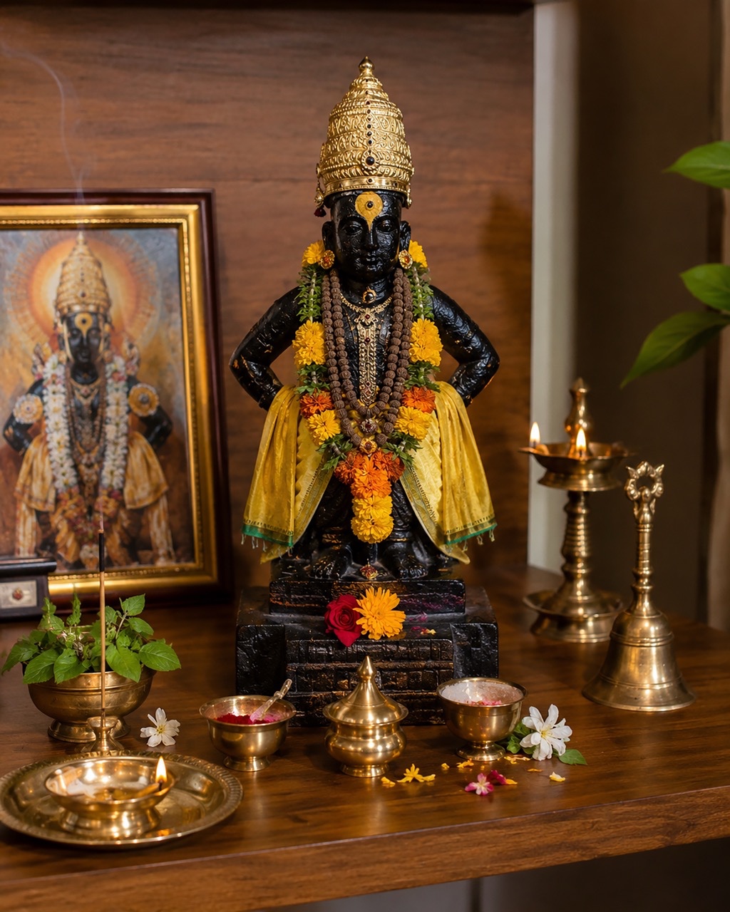 Lord Vitthal Idol in Traditional Home Prayer Room | Royalty-Free image | Pixlaris