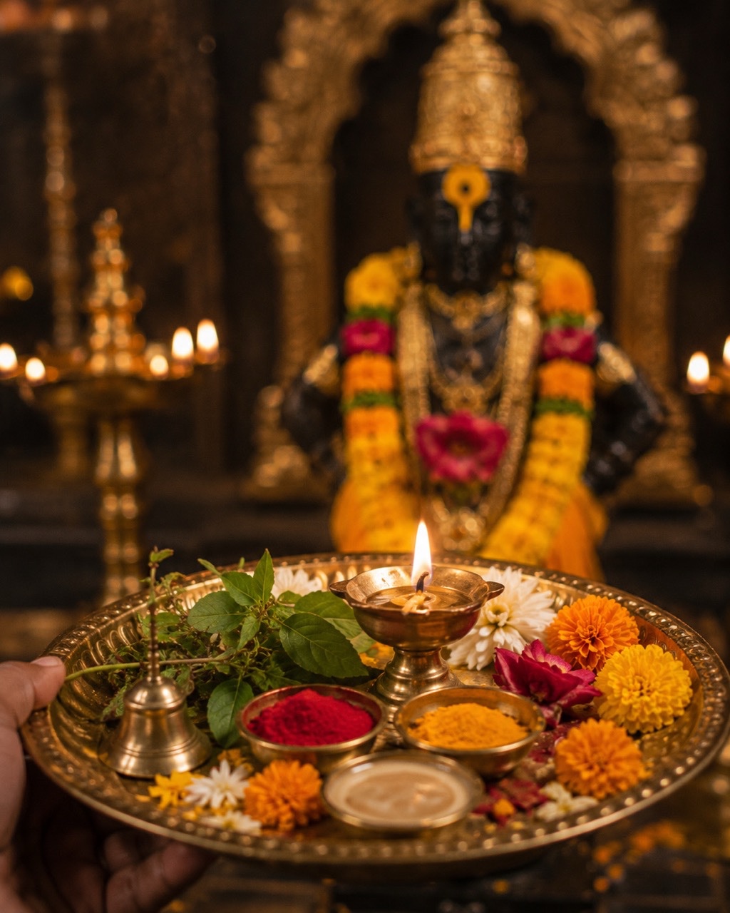 Aarti Thali Offered Before Lord Vitthal Idol | Royalty-Free image | Pixlaris
