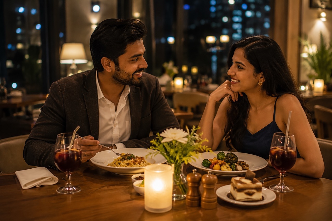 Romantic Couple Enjoying Candlelight Dinner | Royalty-Free image | Pixlaris