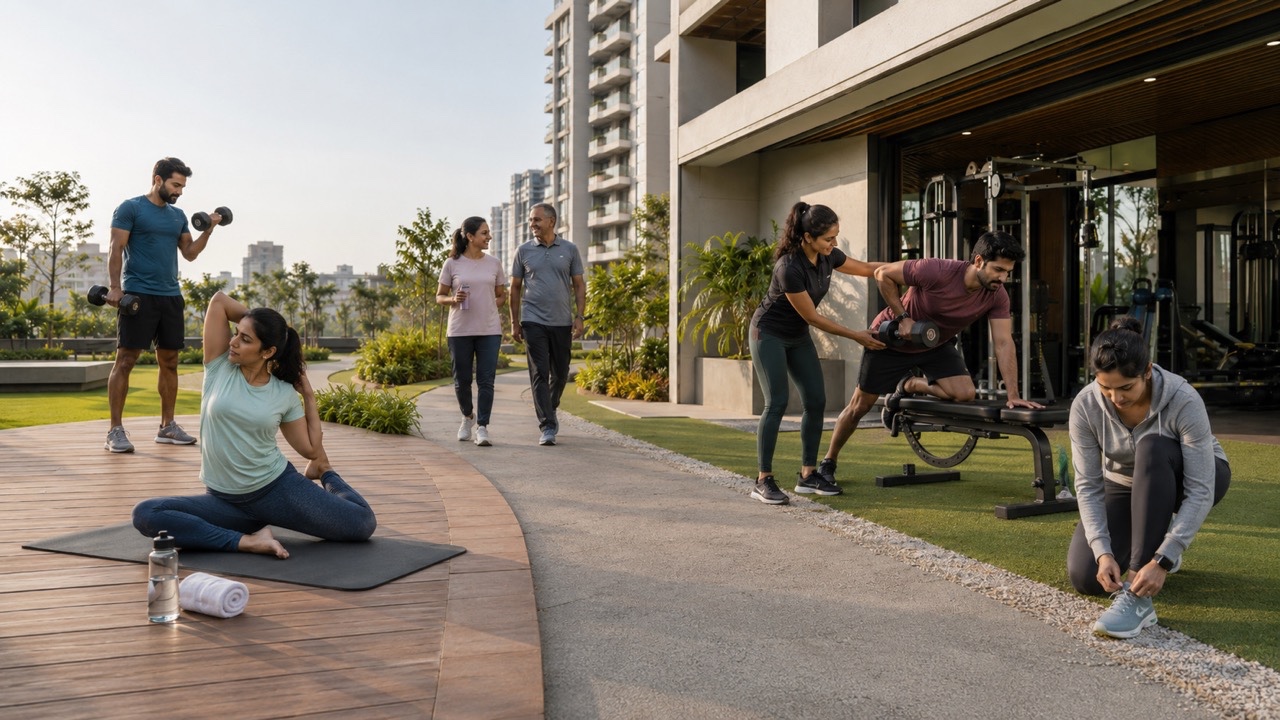 Residents Enjoy Diverse Fitness Activities in Luxury Residential Community | Royalty-Free image | Pixlaris
