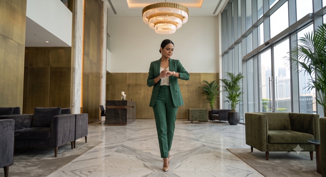 Business Executive Checking Watch While Walking | Royalty-Free image | Pixlaris