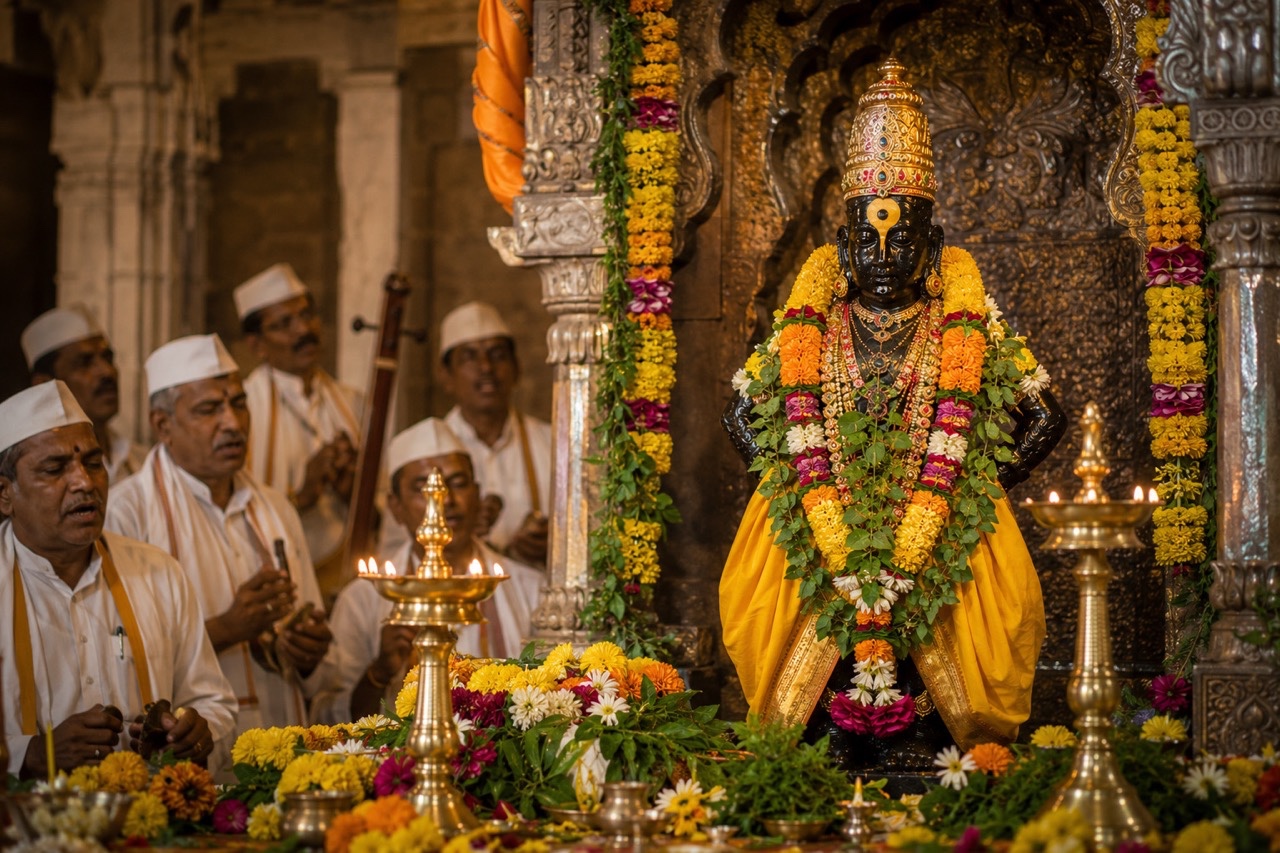 Lord Vitthal Idol During Traditional Bhajan Ceremony in Temple | Royalty-Free image | Pixlaris