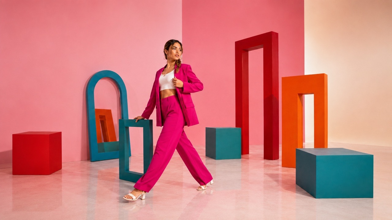 High Fashion Pose on Red Cube | Royalty-Free image | Pixlaris