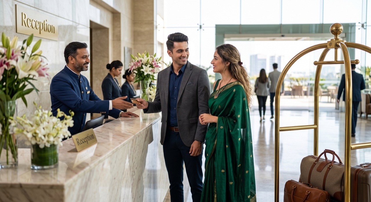 Luxury Hotel Reception Check-In with Concierge