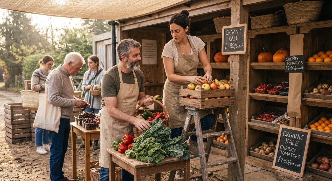 Organic Farm Shop with Fresh Produce Market Stall