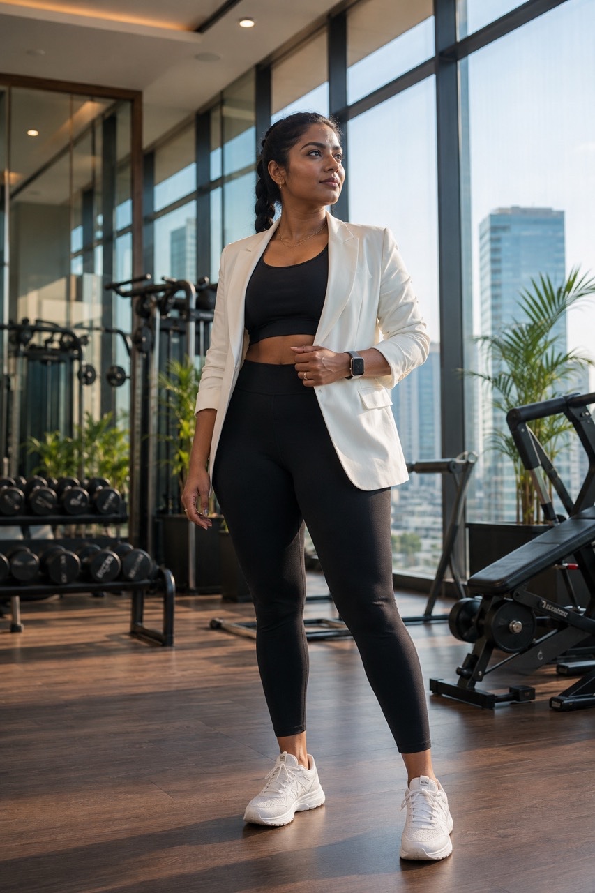 Stylish Fitness Woman in Premium Apartment Gym | Royalty-Free image | Pixlaris