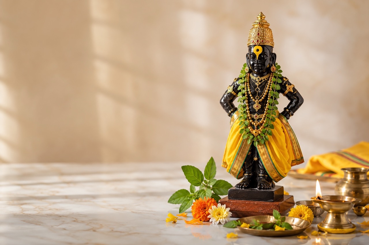 Lord Vitthal Idol with Copy Space on Marble Surface | Royalty-Free image | Pixlaris