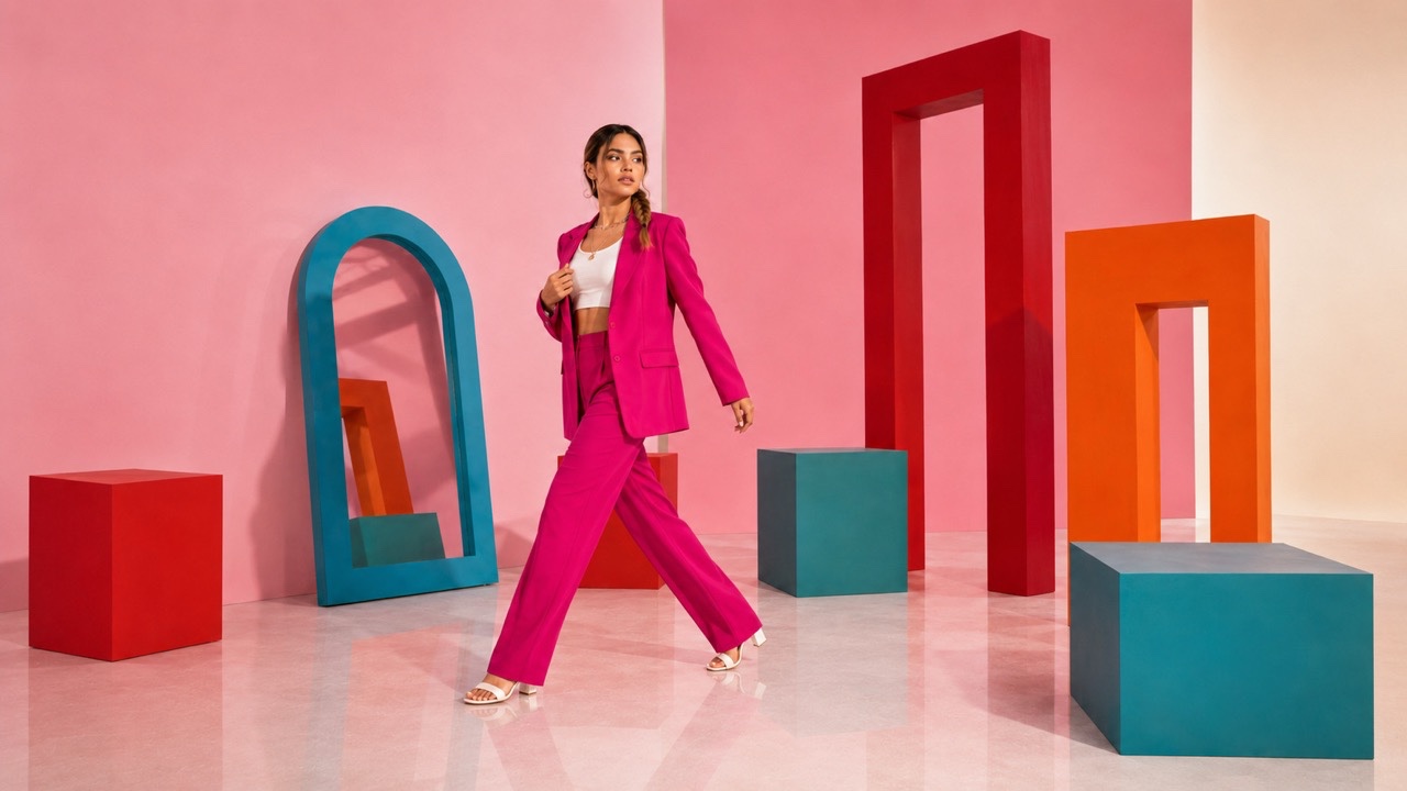 Dynamic Walking Pose with Teal Prop | Royalty-Free image | Pixlaris